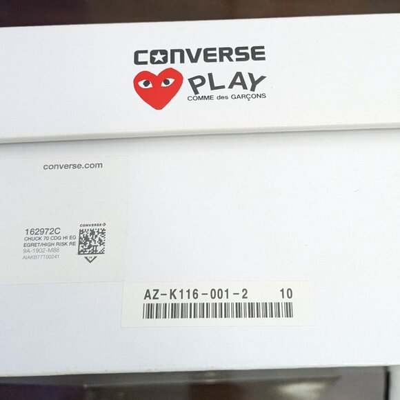 Converse Chuck Taylor All Star 70 Hi Comme des Garcons PLAY Multi-Heart White - Picture 16 of 16